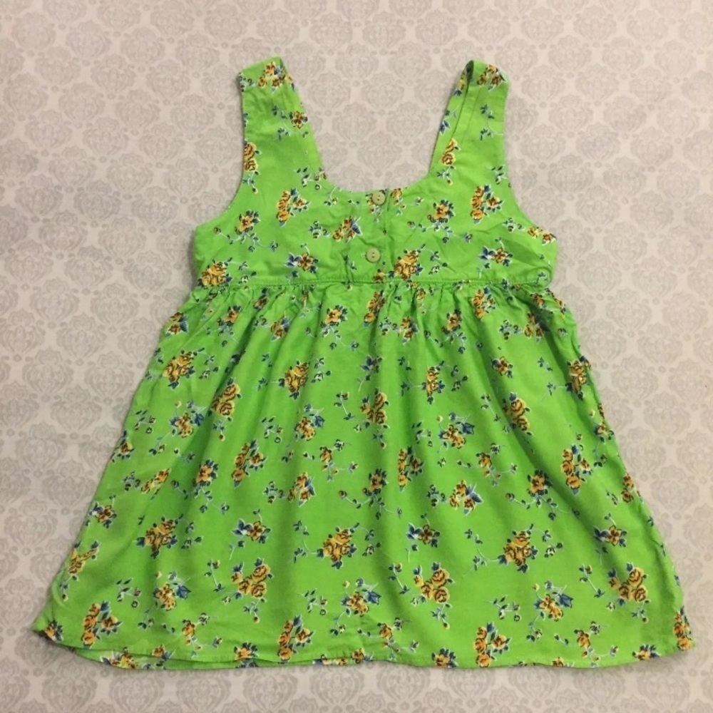 3/$20 Vintage Green Floral Button Tank Top Sz M